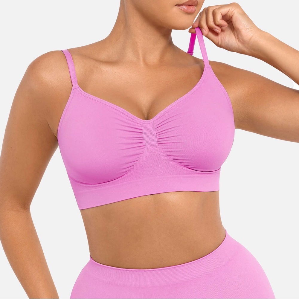Light Pink Wireless Ruched Bralette - Soft Support